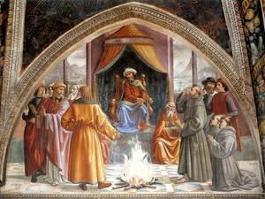 Domenico Ghirlandaio - St Francis cycle, Test of Fire before the Sultan