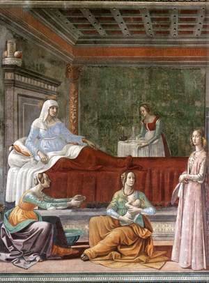 Domenico Ghirlandaio - Birth of St John the Baptist (detail)