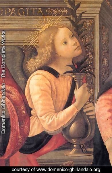 Domenico Ghirlandaio - Madonna and Child Enthroned between Angels and Saints (detail) c. 1486