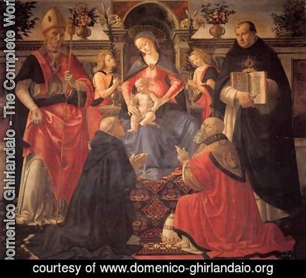 Domenico Ghirlandaio - Madonna and Child Enthroned between Angels and Saints c. 1486