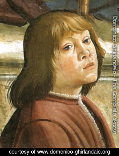 Domenico Ghirlandaio - Angelo Poliziano e Giuliano de' Medici (detail)