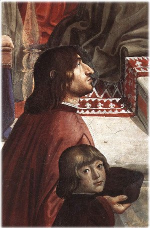 Domenico Ghirlandaio - Angelo Poliziano e Giuliano de' Medici