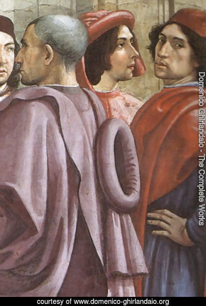 St Francis cycle, Resurrection of the Boy (detail 1, portrait of Ghirlandaio, 2nd from right)