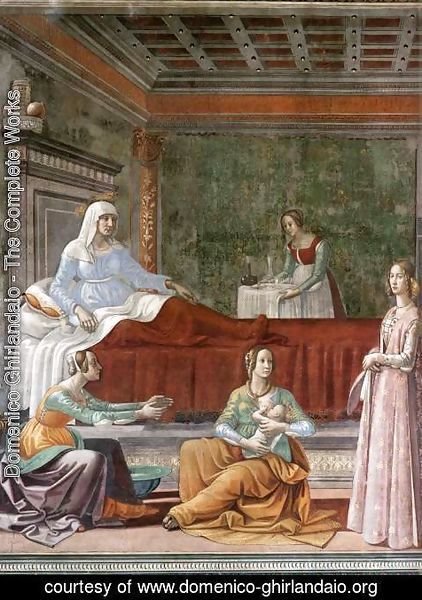 Domenico Ghirlandaio - Birth of St John the Baptist (detail)