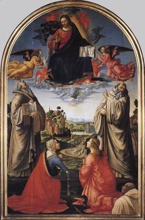 Domenico Ghirlandaio - Christ in Heaven with Four Saints and a Donor c 1492
