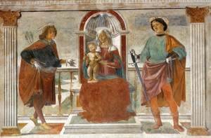 Domenico Ghirlandaio - Madonna and Child with St Sebastian and St Julian c. 1473