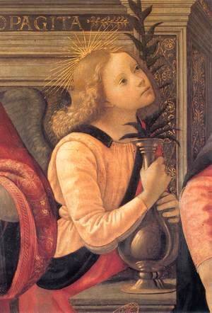 Madonna and Child Enthroned between Angels and Saints (detail) c. 1486