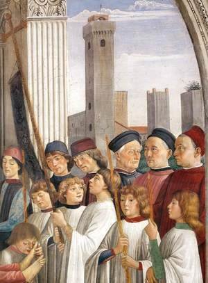 Domenico Ghirlandaio - Obsequies of St Fina (detail) 1473-75