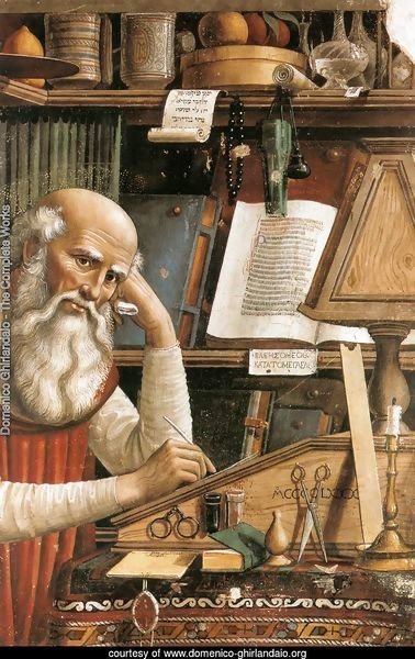 St Jerome in his Study (detail) 1480